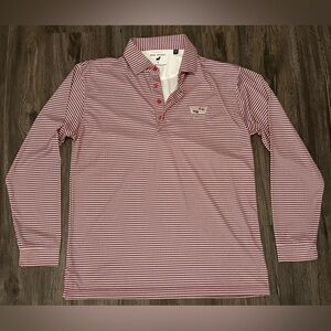 Men’s Horn Legend Cadillac Red/Black Print Performance Long Sleeve Polo - Medium